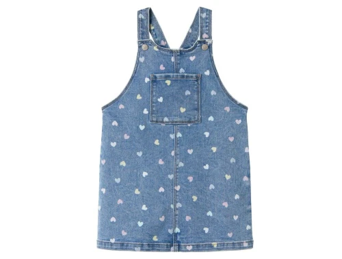 Name It medium blue denim hearts overall kjole